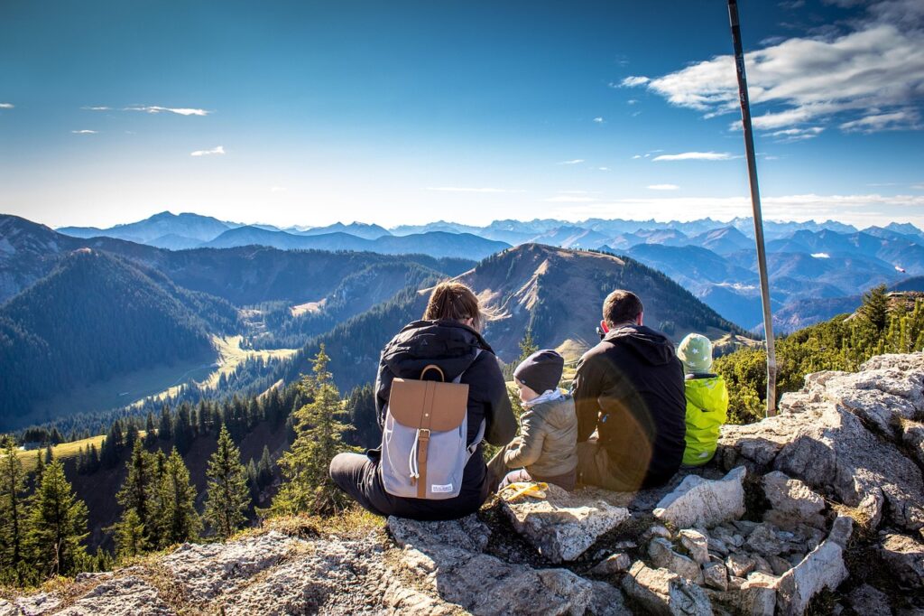 family, hike, travel, nature, alps, distant view, hochwald, fir trees, mountains, wallberg, summit, picnic, hiking area, recreation, leisure time, mood, bavaria-4610864.jpg